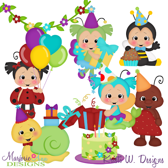 Birthday Bugs EXCLUSIVE SVG Cutting Files Includes Clipart - Click Image to Close